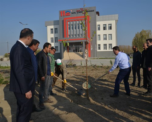 112 Acil Çağrı Merkezi Müdürlüğü'nde Gerçekleştirilen Fidan Dikimi ve Çevre Düzenlemesi