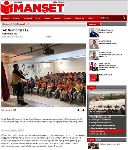 ÖĞRENCİLERE 112 EĞİTİMİ