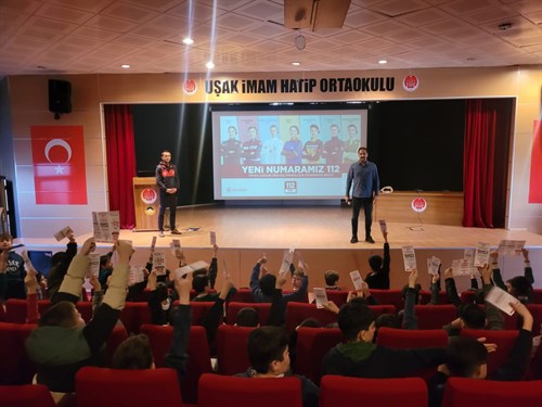 Uşak 112 Acil Çağrı Merkezi Müdürlüğünden Uşak İmam Hatip Ortaokulu Öğrencilerine Ziyaret